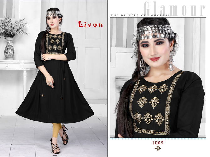 Trendy Lion Latest Fancy Casual Wear Staright Cut  Rayon Designer Embroidery Kurti Collection